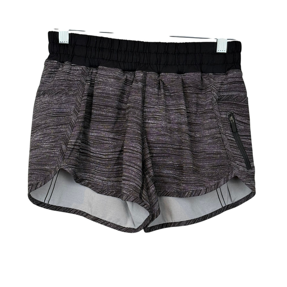 Lululemon Tracker Running Shorts Dash Print Zip Pocket Size 6